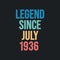 Legend since July 1936 - retro vintage birthday typography design for Tshirt