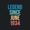 Legend since June 1934 - retro vintage birthday typography design for Tshirt