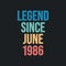 Legend since June 1986 - retro vintage birthday typography design for Tshirt