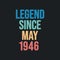 Legend since May 1946 - retro vintage birthday typography design for Tshirt