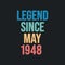 Legend since May 1948 - retro vintage birthday typography design for Tshirt