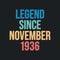 Legend since November 1936 - retro vintage birthday typography design for Tshirt