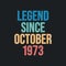 Legend since October 1973 - retro vintage birthday typography design for Tshirt