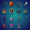 Legendary asset. Set of magic items and resource for computer fantasy game. cartoon icons set.