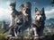 Legendary Companions: Enchanting Witcher Cat and Dog in the Castle Picture