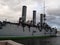 The legendary Cruiser Aurora. Sky Of Saint Petersburg. The city of emperors and the birthplace of Russian President