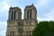 Legendary Paris cathedral Notre Dame. Beautiful Parisian achitecture. Magnificent landmark after destructive fire.