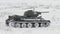 Legendary Russian Tank T34 in snowy weather