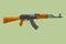 Legendary soviet assault rifle vector illustration. AK-47 line art. War machine gun