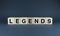 Legends. Cubes form the word Legends