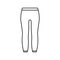 Leggings with elastic at waist and ankles. Linear icon of unisex tight-fitting pants. Black simple illustration of thermal
