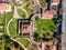 Leghorn, Italy. Overhead aerial view of ancient thermal spring. Fonti del Corallo Park