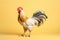 Leghorn Rooster Isolated on Yellow Background, Generative AI