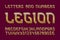 Legion golden letters and numbers with currency signs. Gaming stylized font