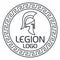 Legion logo. Ancient Greek helmet and inscription in a round Greek pattern