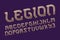 Legion pink golden alphabet. Gaming stylized font. Isolated english alphabet