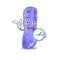 Legionella mascot design concept smiling with clock