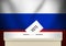 Legislative Election in Russia, Modern Voting Background Concept, Abstract Voting Box and Russian flag