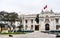 The Legislative Palace of Peru with a statue of Simon Bolivar in Lima