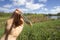 Legless Lizard in the hand wide angle