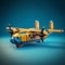 Lego Aeroptero Carrier: A Vibrant And Realistic Propeller Plane In Azure And Amber