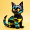 Lego Cat: Cute 3d Plastic Toy With Vibrant Color Compositions