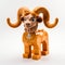 Lego Goat In Orange Suit: A Detailed Aries Character Inspired By Vladimir Kush