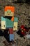 LEGO Minecraft large action figure of main character Alex escaping hostile Nether mob creature called Magma Cube