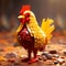 Lego Rooster In A Field: Hyper-realistic 3d Render With Money Theme