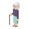 lego silhouette elderly woman with walking stick