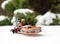 lego star wars minifigures droid r2d2 c3po lando and han solo riding on speeder during winter