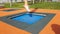 Legs of adult woman jumping on a small trampoline