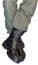 Legs in army khaki pants and military boots