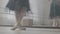 Legs of ballerina in ballet shoes