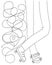 Legs close up on roller skates, and an abstract drawing of the route of a roller ride.