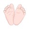 The legs of a newborn baby, feet baby pink for baby design