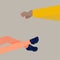 Legs of resting girls. Pedicure, sneakers. The concept of female friendship and love. Vector, flat, gray background