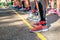Legs of runners at the starting line of a race