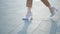 Legs walk female feet white shoes trendy nylon