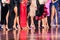 Legs of woman in ballroom dress