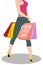 Legs of woman with shopping bags