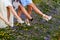 Legs of women line dancing