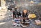 Leh, India - April 28, 2017 : Street Cows eating trash in Leh L