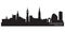 Leicester, England skyline. Detailed silhouette