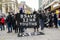 LEICESTER SQUARE, LONDON, ENGLAND- 12 December 2020: Hong Kong protesters at Leicester Square at the Mourning event for The Battle