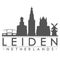 Leiden Netherlands Europe Skyline Silhouette Design City Vector Art Famous Buildings.