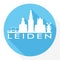 Leiden Netherlands Flat Icon Skyline Silhouette Design City Vector Art Round Logo.