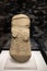 Leiden, The Netherlands - JAN 04, 2020: closeup of an ancient dolerite stone anthropomorphic human figurine from ancient Cyprus.