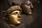 Leiden, The Netherlands - JAN 04, 2020: closeup of old visor masks from ancient Rome found in The Netherlands.