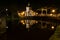 Leiden west gate and bridge night reflection